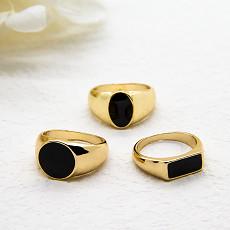 Quality Black Stone Diamond 925 Silver Gold Plated Ring Round Hoop 17mm For Girls wholesale