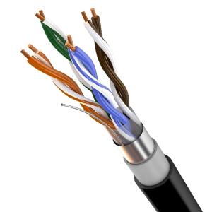 Quality Black Network Shielded Cable Cat5e FTP Outdoor PE+PVC 24AWG 100% Copper 1000FT wholesale
