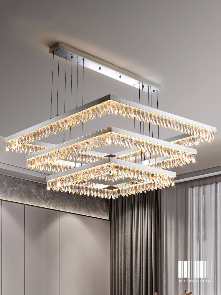 Led Silver Chandelier For Living Room Modern Creative Design crystal led ceiling light(WH-CY-214)