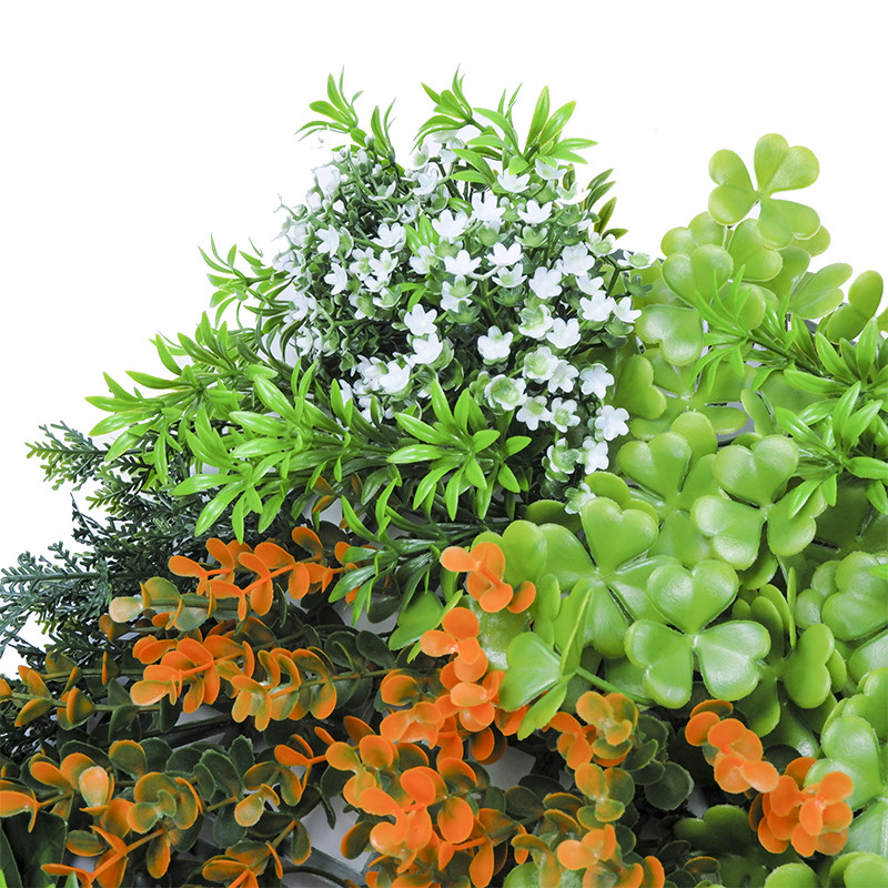 PE Plastic Artificial Plant Synthetic Wall Ornaments 50*50Cm Grass Flower Hedge