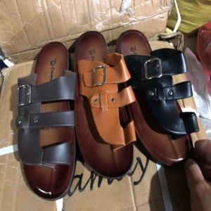 Quality Black Brown Mens Soft Leather Slippers Anti Skid Men's Summer Sandals wholesale