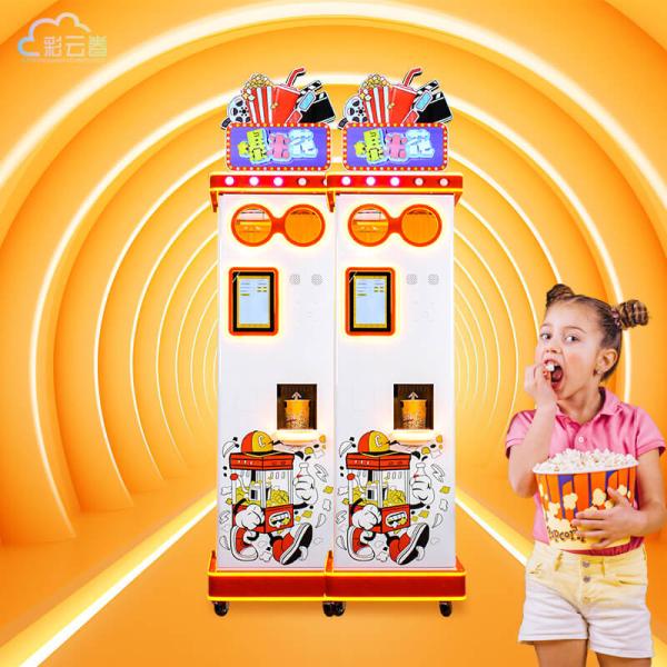 Stainless Steel Self Service Vending Popcorn Machine 220V Accepts Coins And