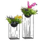 Rectangular stainless steel material golden stand flower pot decoration for