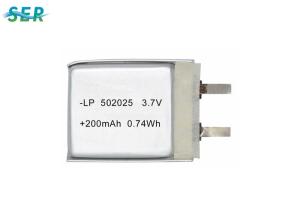 Quality Small Lithium Ion Polymer Battery 502025 3.7V , Lithium Polymer Cells 210mAh wholesale