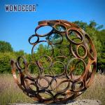 Circular Splicing Spherical Corten Steel Sculpture 120cm For Garden