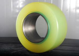 Quality Pu Caster Wheel Forklift Spare Parts With 90mm Cast Iron Core Yellow Color wholesale