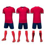 Polyester Fabric Plain Soccer Jerseys Casual Short Sleeved Blue V Neck