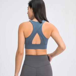 Quality Wholesale High Neck Triangle Hollow Back Custom Compression Sports Bra Yoga Bra Tops wholesale