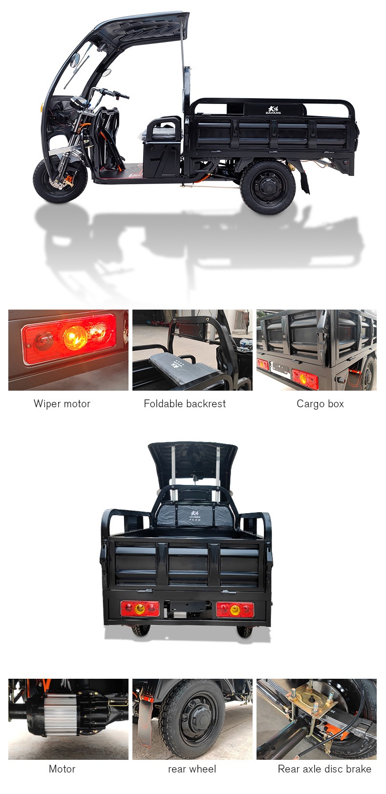 7-9h Charge Time Electric Tricycle For Dry Engineering And Passenger Transport