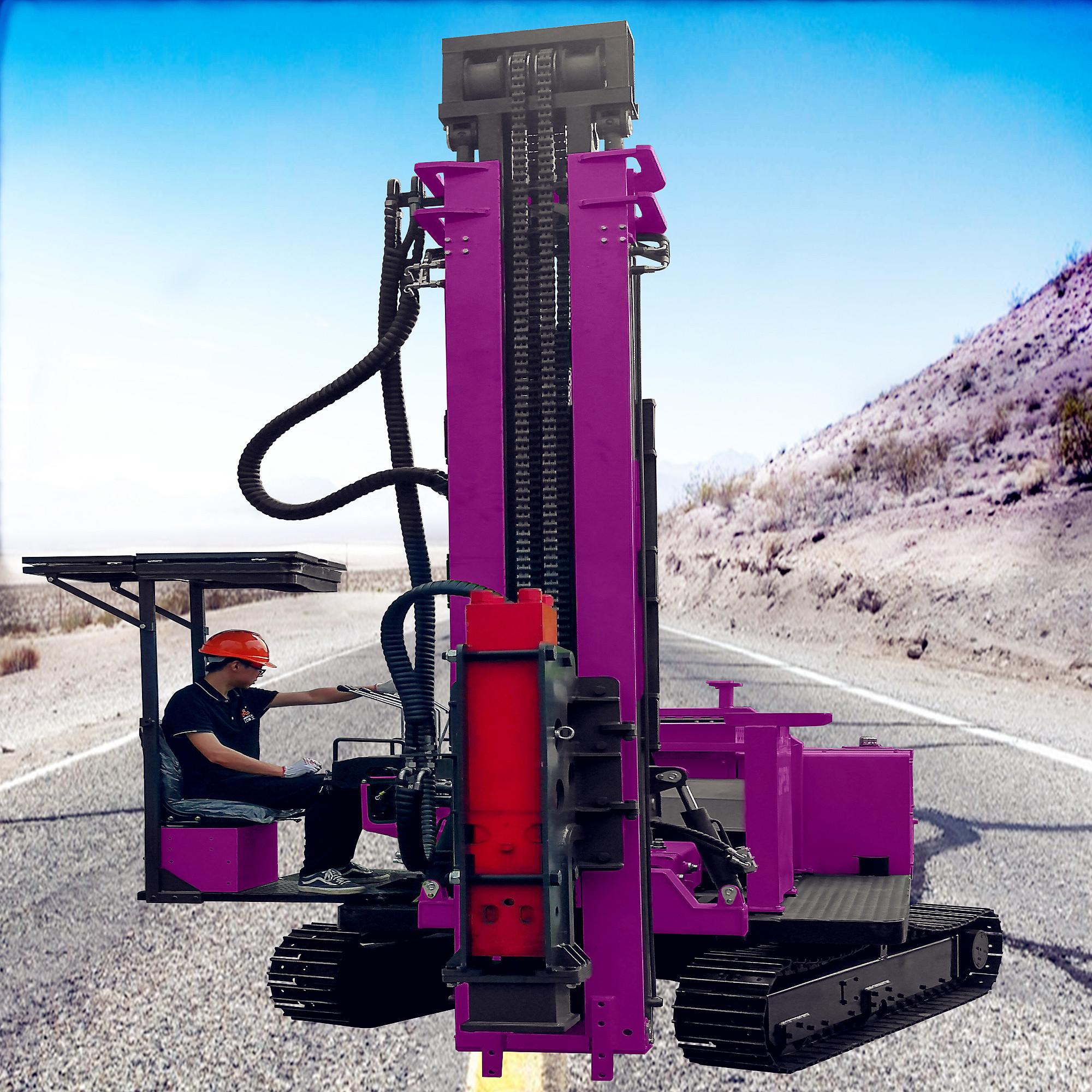 Ground Screw Pile Driver Machine Power 70KW Solar Pile Driving Equipment Portable Rotary Pile Driver