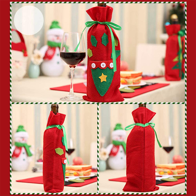 Popular Felt Christmas Single Bottle Carrier Bag Wine Cover Decoration