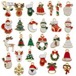 Gold Plated Enamel Christmas Charms For Jewelry Making Earrings Necklace