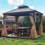 Luxury Patio Lawn Garden Outdoor Metal Pavilion Pergola Waterproof with Steel