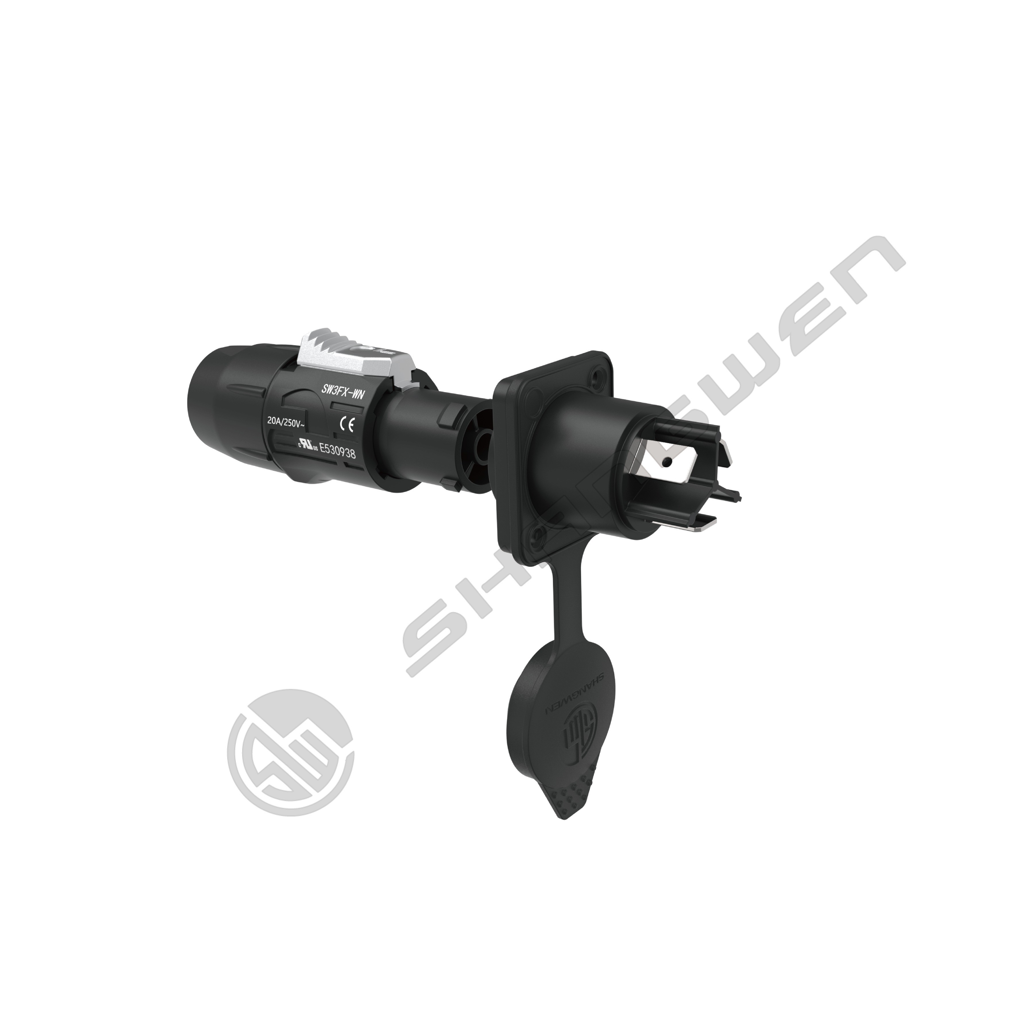 Electrical Plastic Female Powercon Connector 3 Pin High Current Capacity