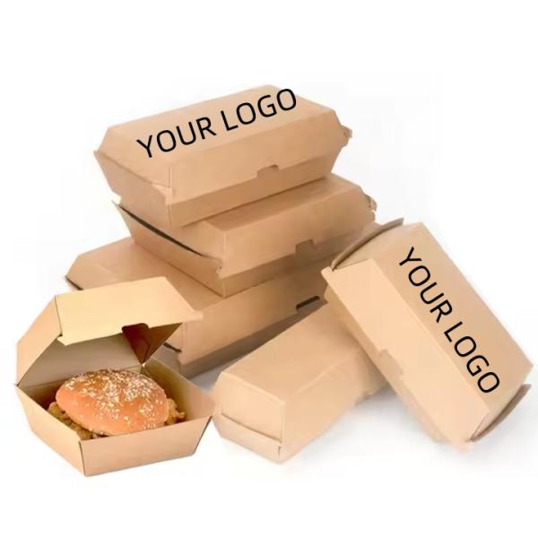 Burger Packaging Box Eco-friendly Customized Biodegradable Kraft Paper Fast Food