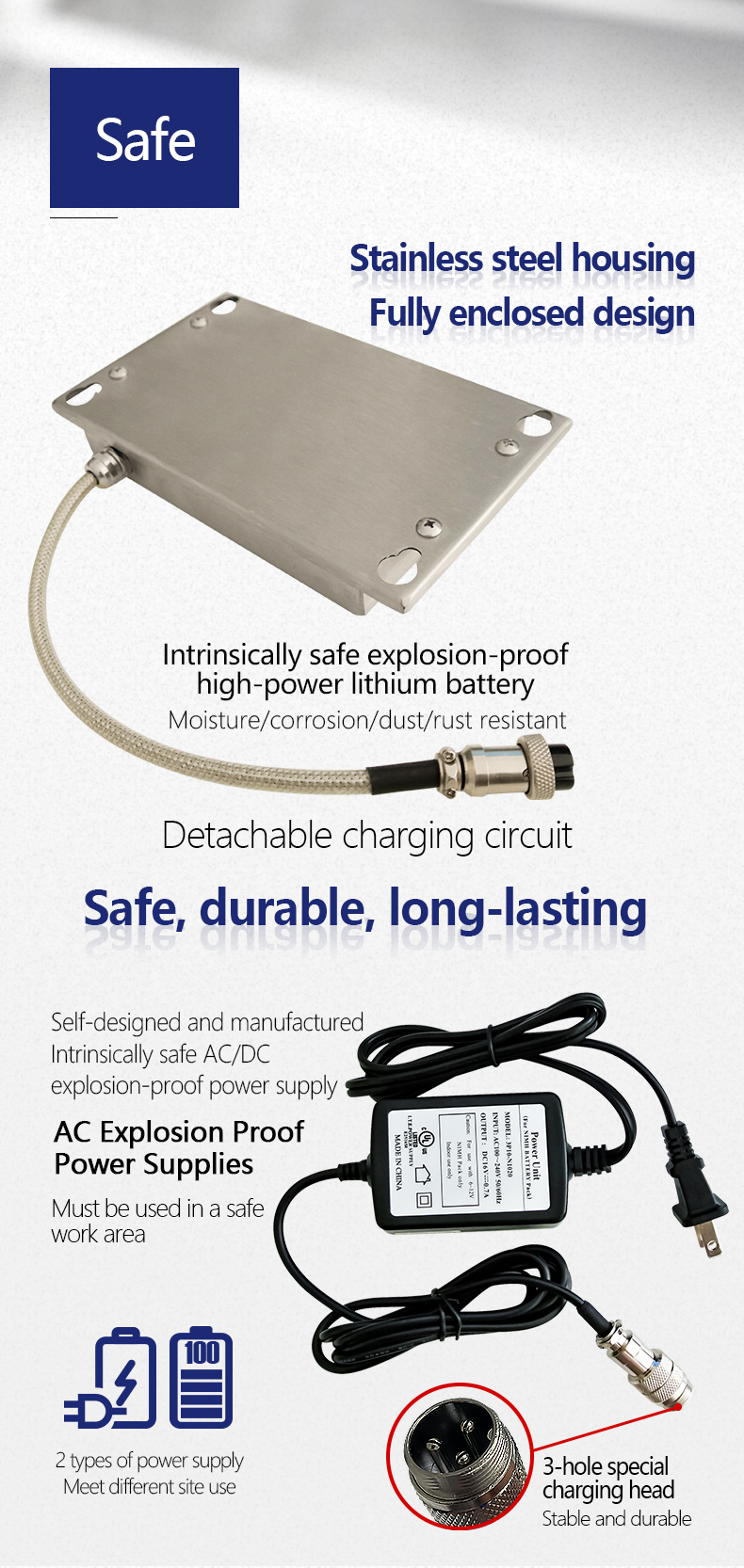 SH8P 304 Series Stainless Steel 30-300KG Explosion-Proof Scale LED Display Platform Scale
