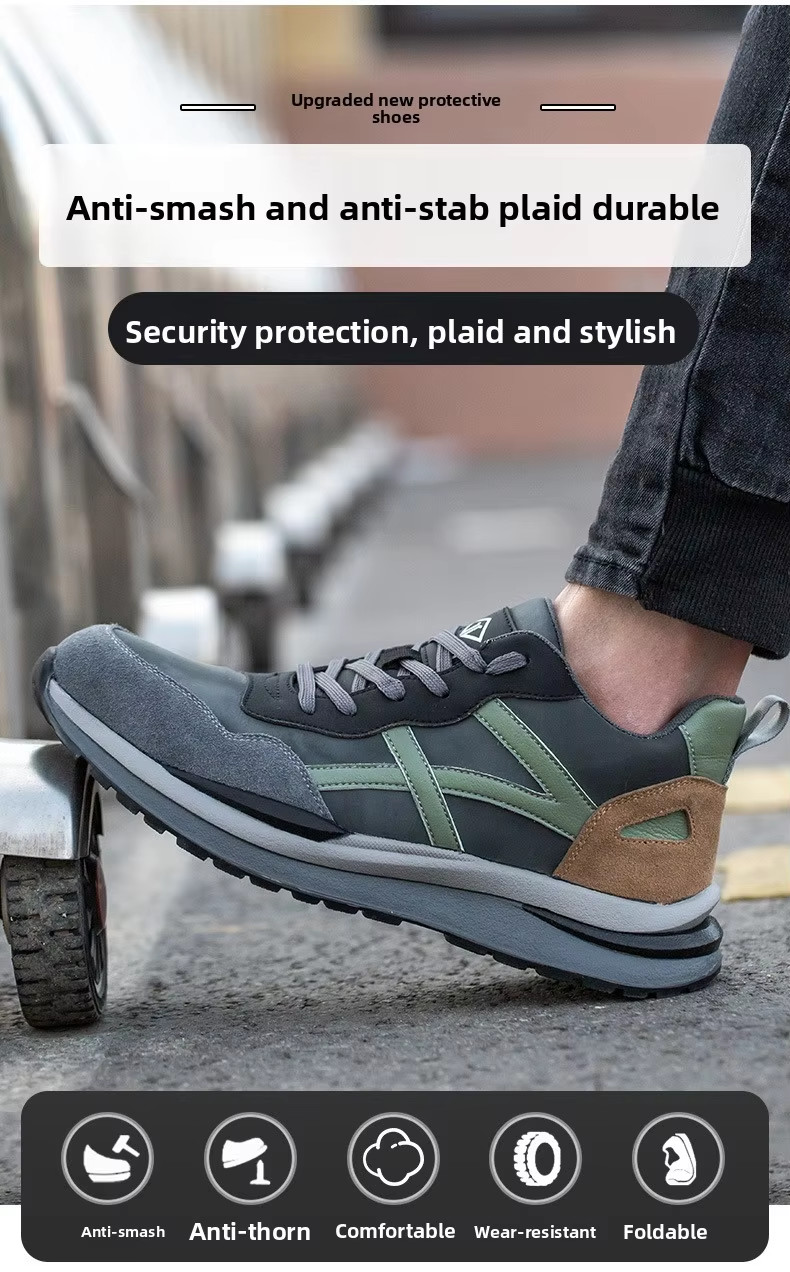Rubber Sole Suede Microfiber Construction Safety Shoes With Standard Steel Toe And Kevlar Midsole