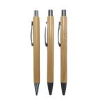 Plastic Custom LOGO Recycled Bamboo Ball Pen Wood Ballpoint Pen Writing Width 0