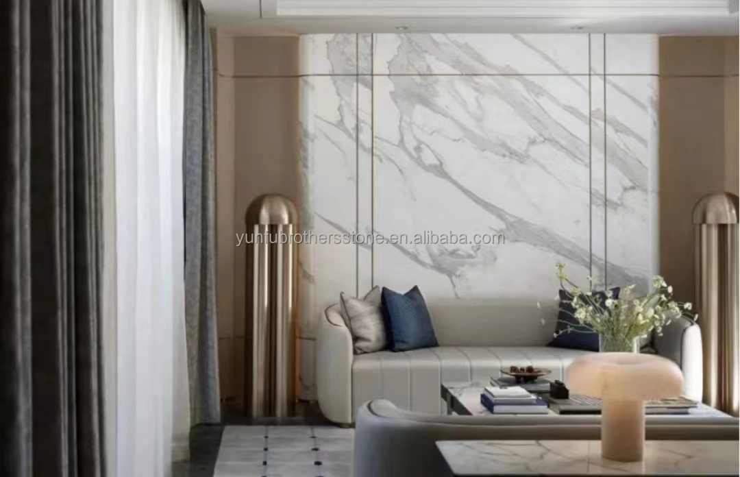 Home Decor Modern Fish Belly White Marble Stone Slabs for Living Room and Floor Tiles