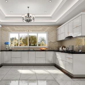 Quality Slate Premade White Color Kitchen Wall Cupboards Cabinets L Shaped wholesale