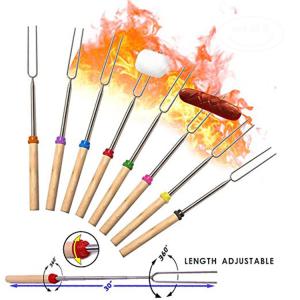 Quality 8 Colors Telescoping Marshmallow Sticks Stainless Steel Skewers With Wooden Handles wholesale