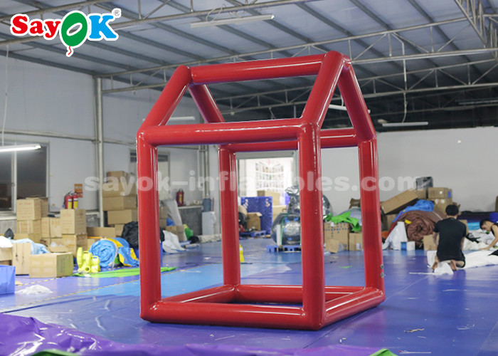 Red Custom Inflatable Products , 0.6mm PVC Tarpaulin Cube Inflatable Photo Booth Frame For Advertising