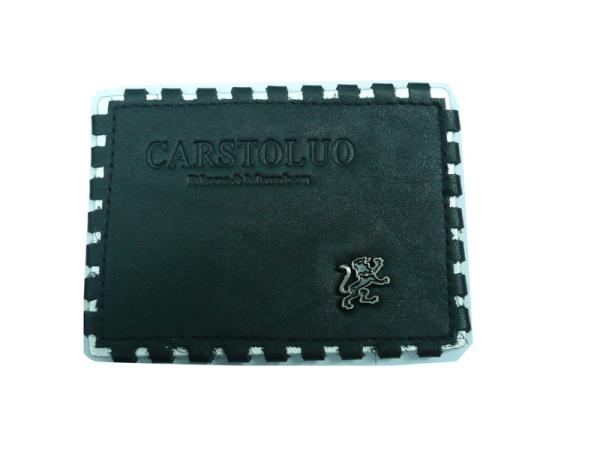 OEM Promotional Black Embossed Leather Patches / Labels Die Cast Nickel Free