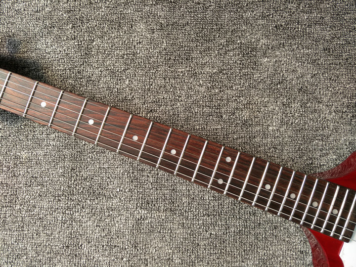 Red Unusual Shaped Flying V Electric Guitar,Rosewood Fingerboard