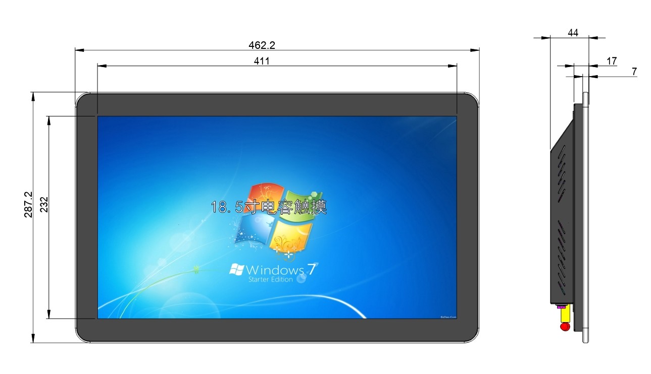 High Brightness 18.5 Inch Wall Mounted LCD Industrial Touch Screen Monitor All In One PC