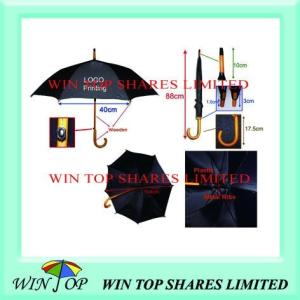 Quality 23&quot; Auto Black Wooden Umbrella with Details wholesale