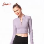 Plus Size Long Sleeve Zipper Women Yoga Jacket 300gsm Turtleneck Gym Fitness