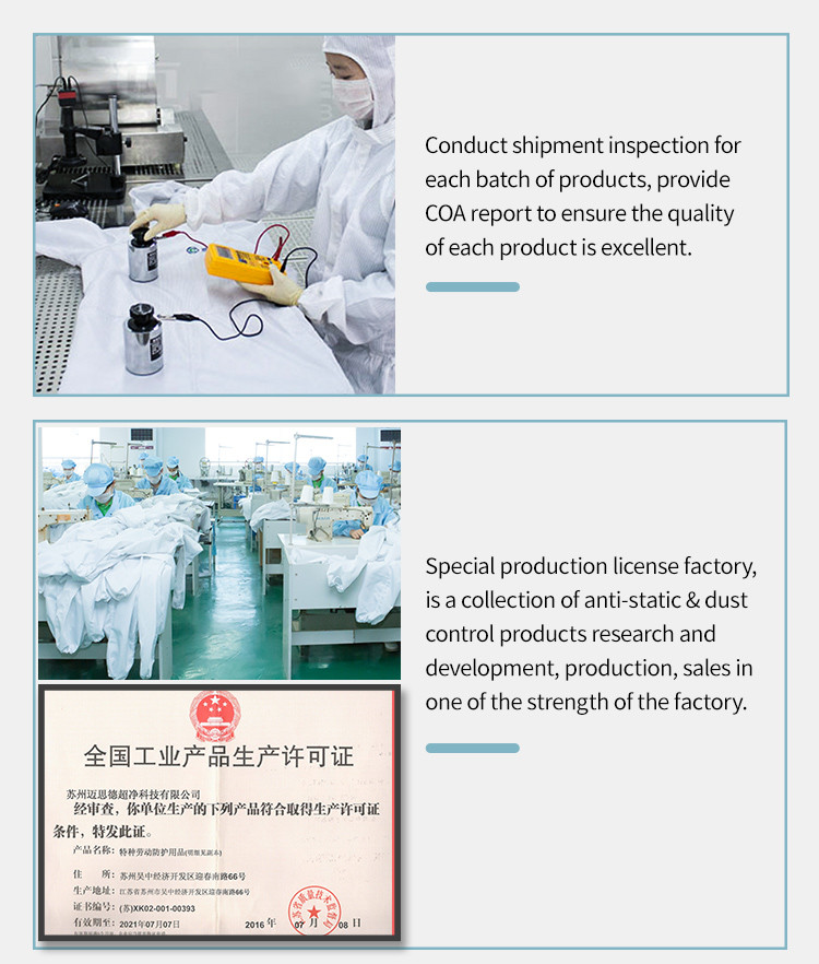 ESD coverall cleanroom clothes Anti-static cleanroom garments ESD clothes supplier from China
