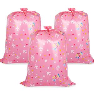 Quality Holiday Christmas Pink Plane Jumbo Plastic Gift Bags CMYK Printing wholesale