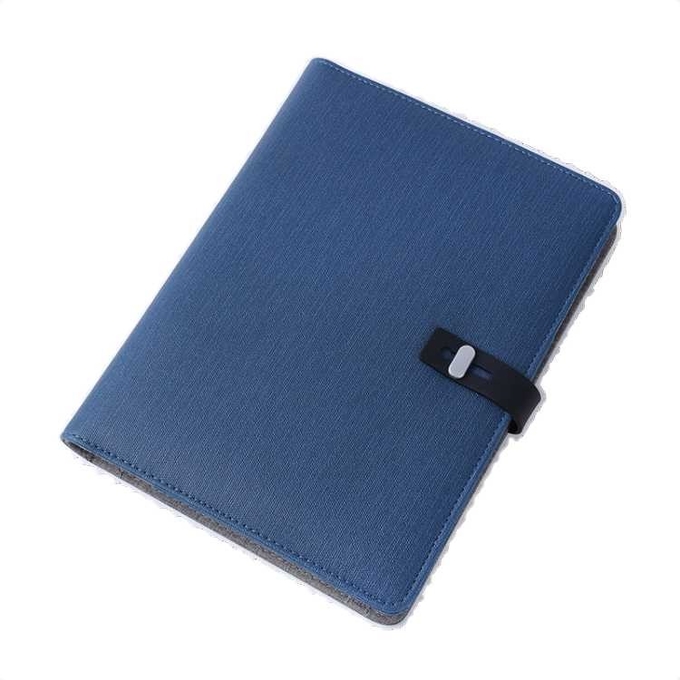 Customized PU Leather A5 Power Bank Notebook With Mobile Phone Holder