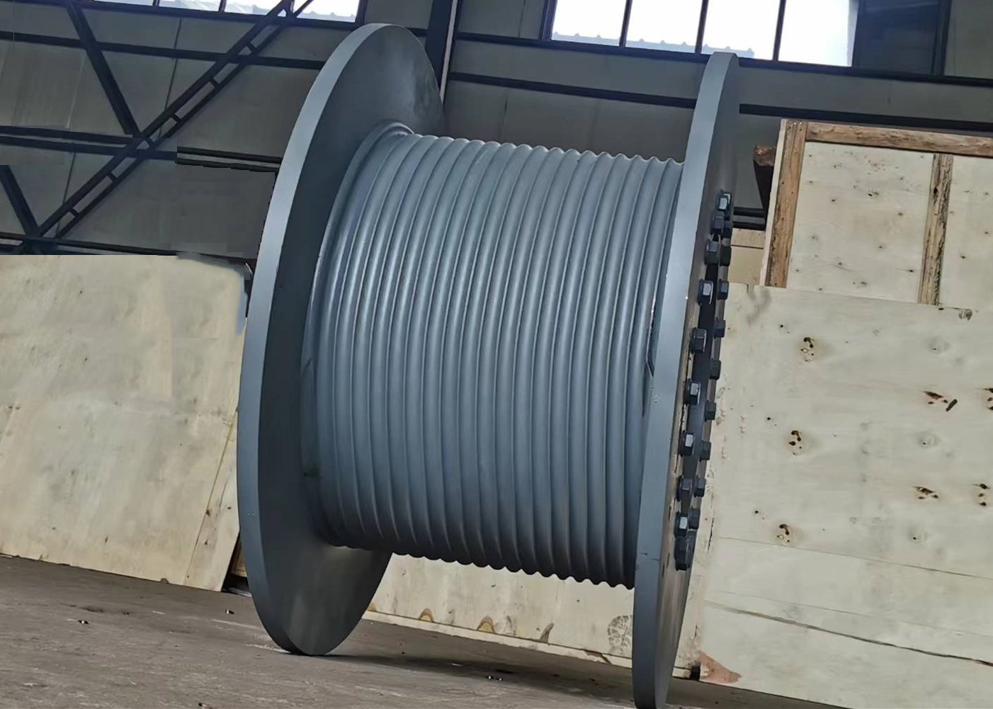 Carbon Steel Winch / Hoist Grooved Cable Drum For Tower Crane