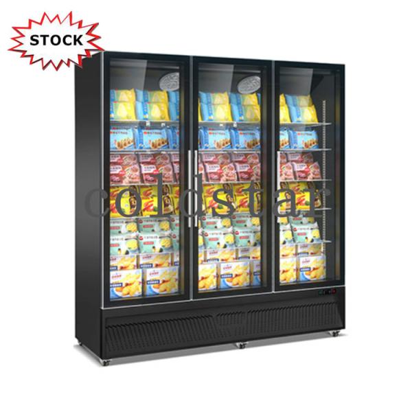 Electric Heating Glass Door Supermarket Upright Display Freezer For Ice Cream
