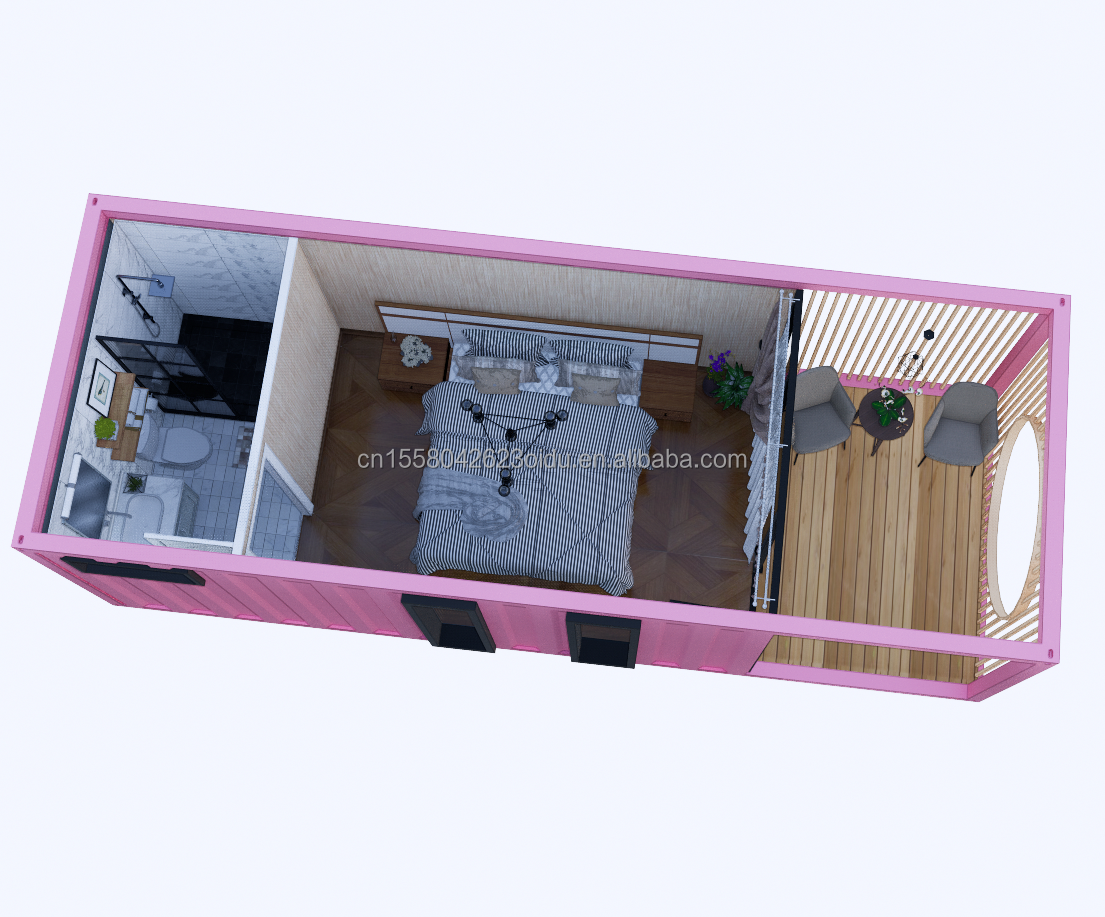 Aluminum Alloy Windows 3 Bedroom Container Residence with Packaging and Wave Sandwich Panel Walls