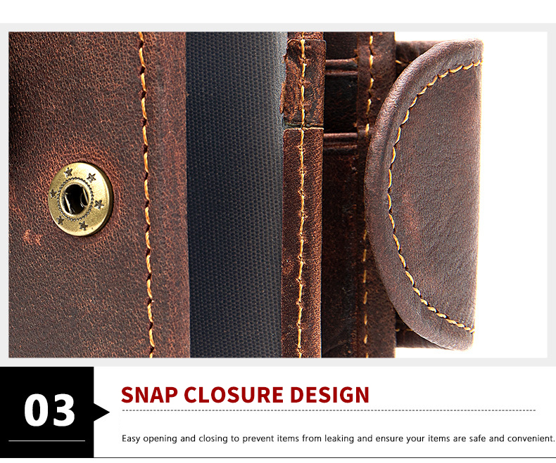 Original Retro Style Men's Wallet with Zipper Closure and Genuine Leather Material