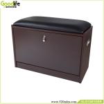 Solid Wood Black Entrance Shoe Rack Bench Three Layer With Sponge Cushion