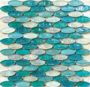 Quality Boarder decoration water waving glass mosaic tile ellipse shape tile wholesale
