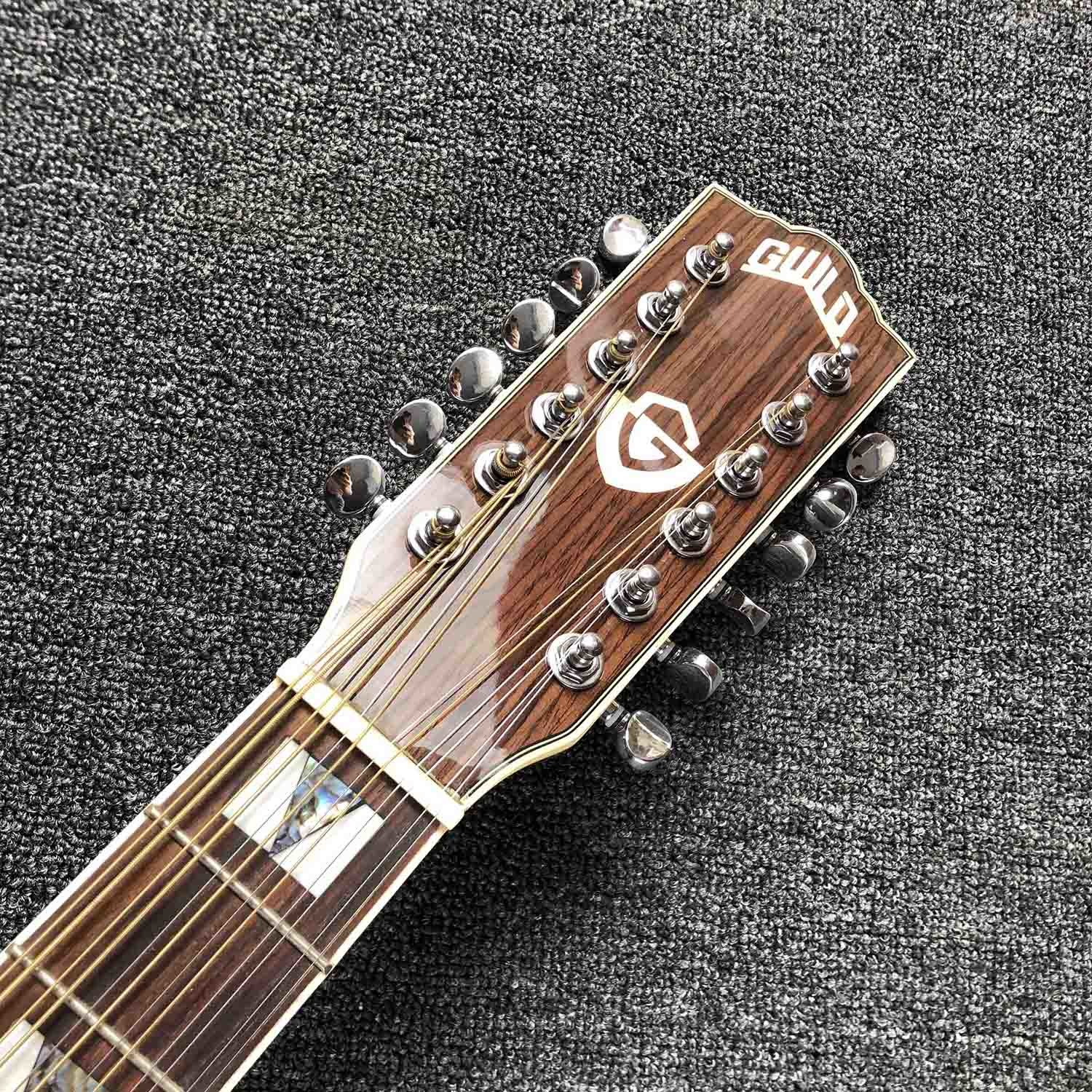 Custom 12 Strings D Body Solid Cedar Top Rosewood Back Side Guilds Acoustic Electric Guitar