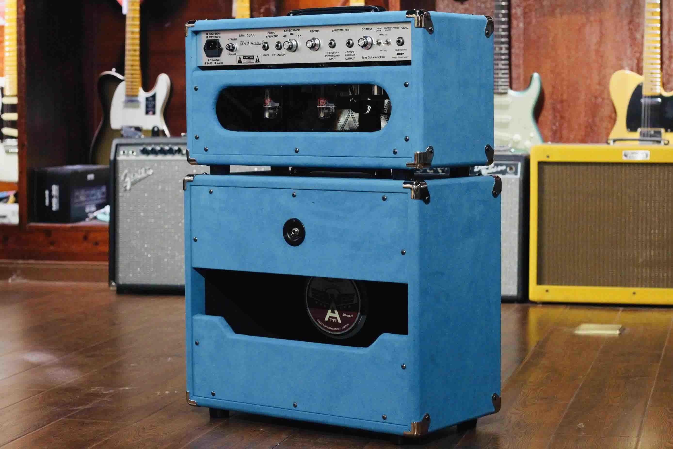 Custom Dumble Clone 2025 Overdrive Reverb 50-Watt Hand-Wired Tube Head-Suede Blue JJ Tubes 50W