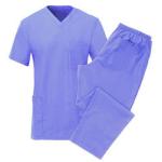 Woven Fabric Hospital Scrub Suit Custom Logo 3 Pockets