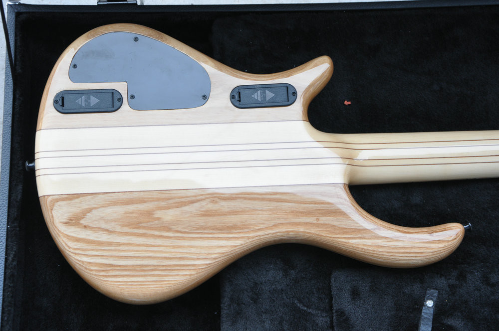 5 string custom bass guitar fanned frets electric bass guitar neck through body