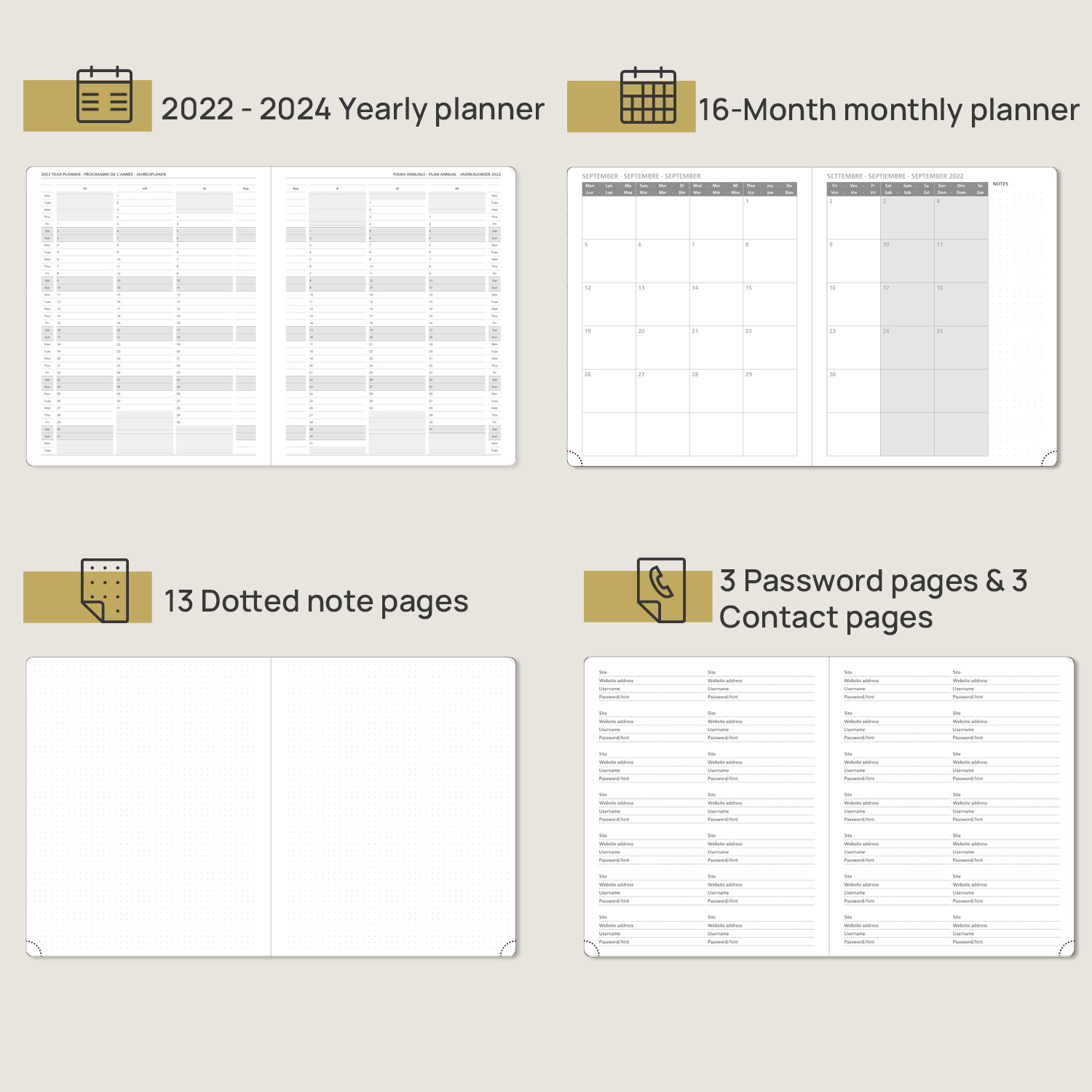 Custom Brown Softcover Large Academic Planner With Monthly Tabs