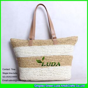 Quality LUDA striped women beach bag crochet paper straw beach bag wholesale