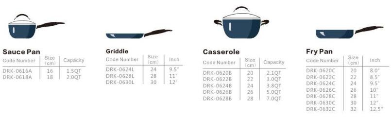 FDA approved copper Titanium ceramic coating 5pc aluminum cookware set stainless steel handles