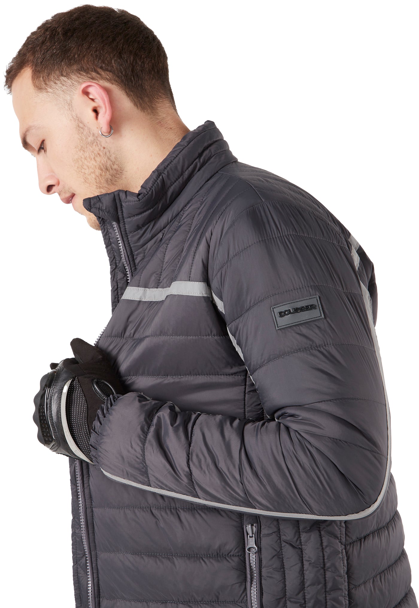 Warm Duck Down Puffer Jacket Dyed Embroidered Corduroy With Hood