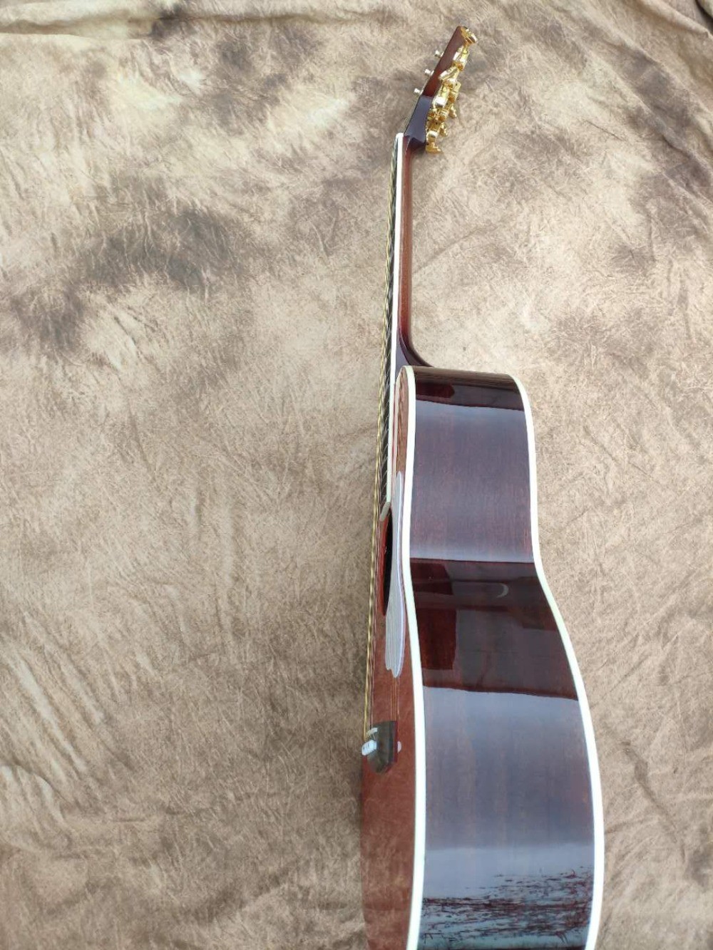 acoustic guitar 00 solid spruce parlor acoustic guitar OOO body maroon color customize white pearl vintage guitar