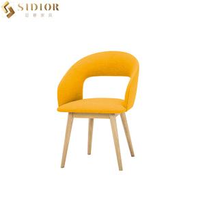 Quality Solid Wood Leg Wedding Dining Chair Yellow Fabric Dining Chairs SGS Approved wholesale
